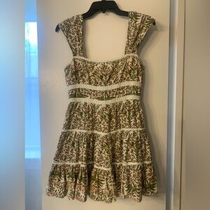 Saylor green and pink floral mini dress